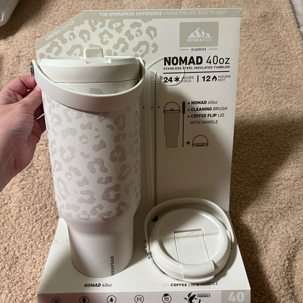 Hydrapeak Nomad 40oz Insulated Tumbler - White Leopard